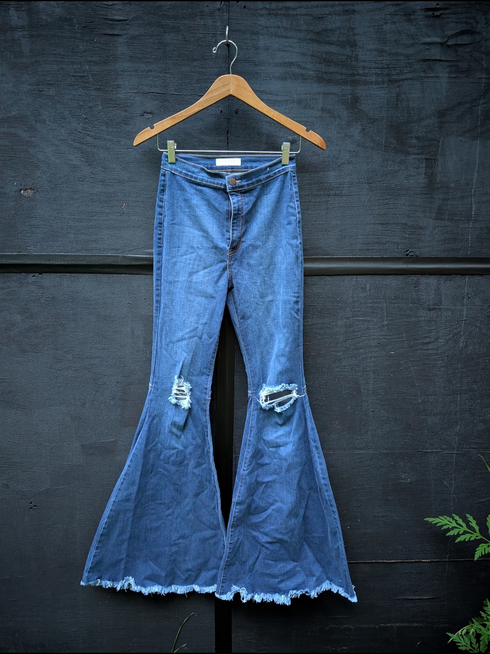 Vibrant Distressed Flared Jeans